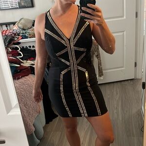 Black + gold studded dress